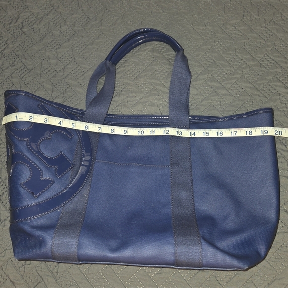 Tory Burch Beach Canvas Tote In Royal Blue Large - Picture 10 of 14